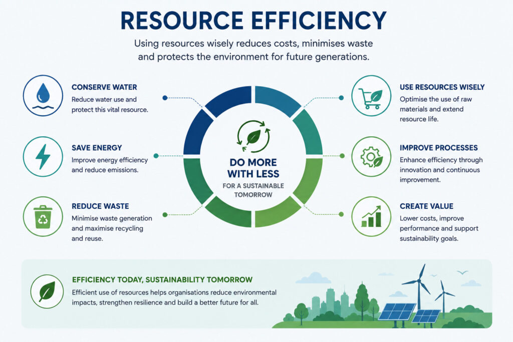 Promoting sustainable resource efficiency practices.