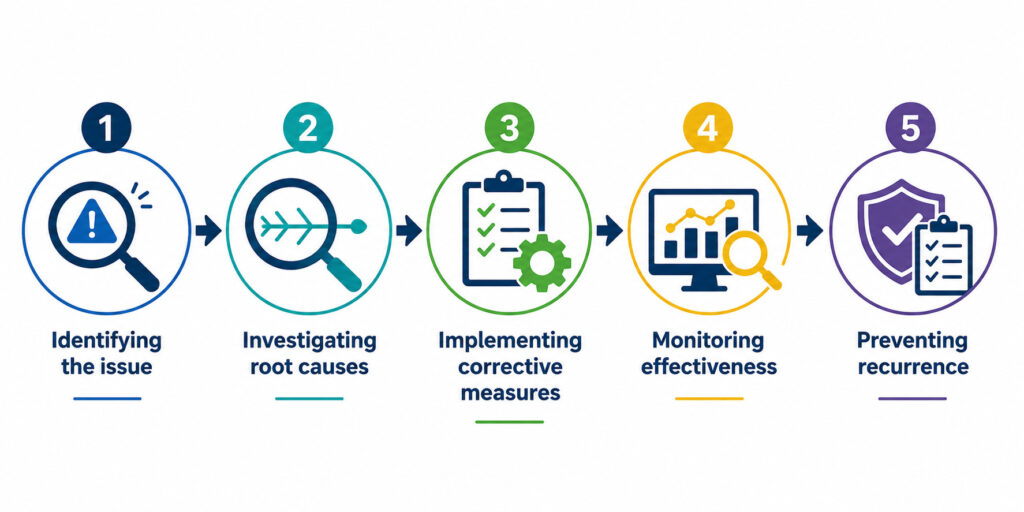 Quality improvement process steps illustrated.
